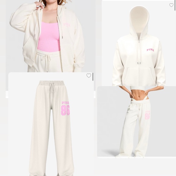 PINK Victoria's Secret Tops - FINAL DROP! PINK Ivory Hoodie and Sweatpants Set, oversized